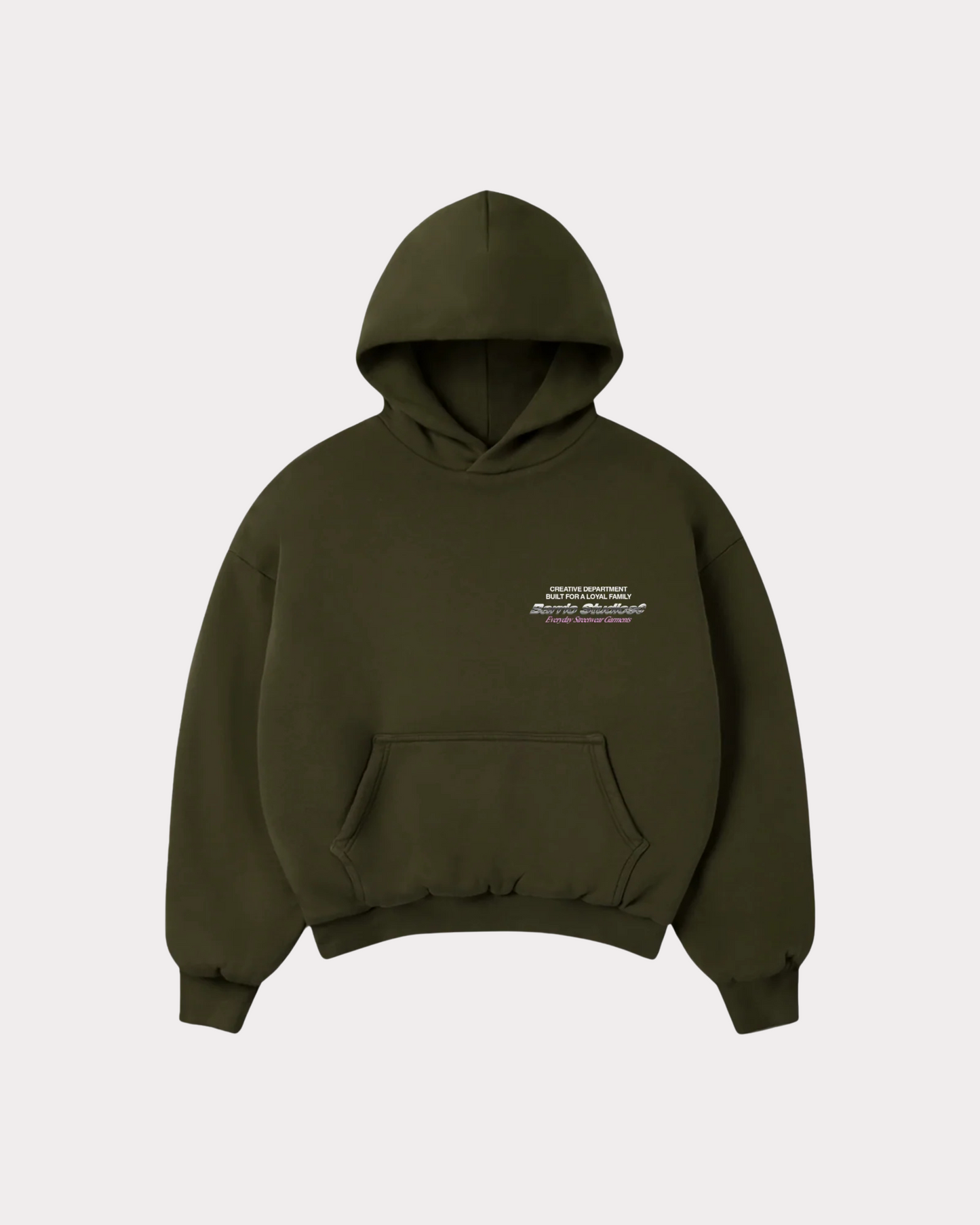 BARRIO STUDIOS - CHROME INFO BOXY HOODIE OLIVE