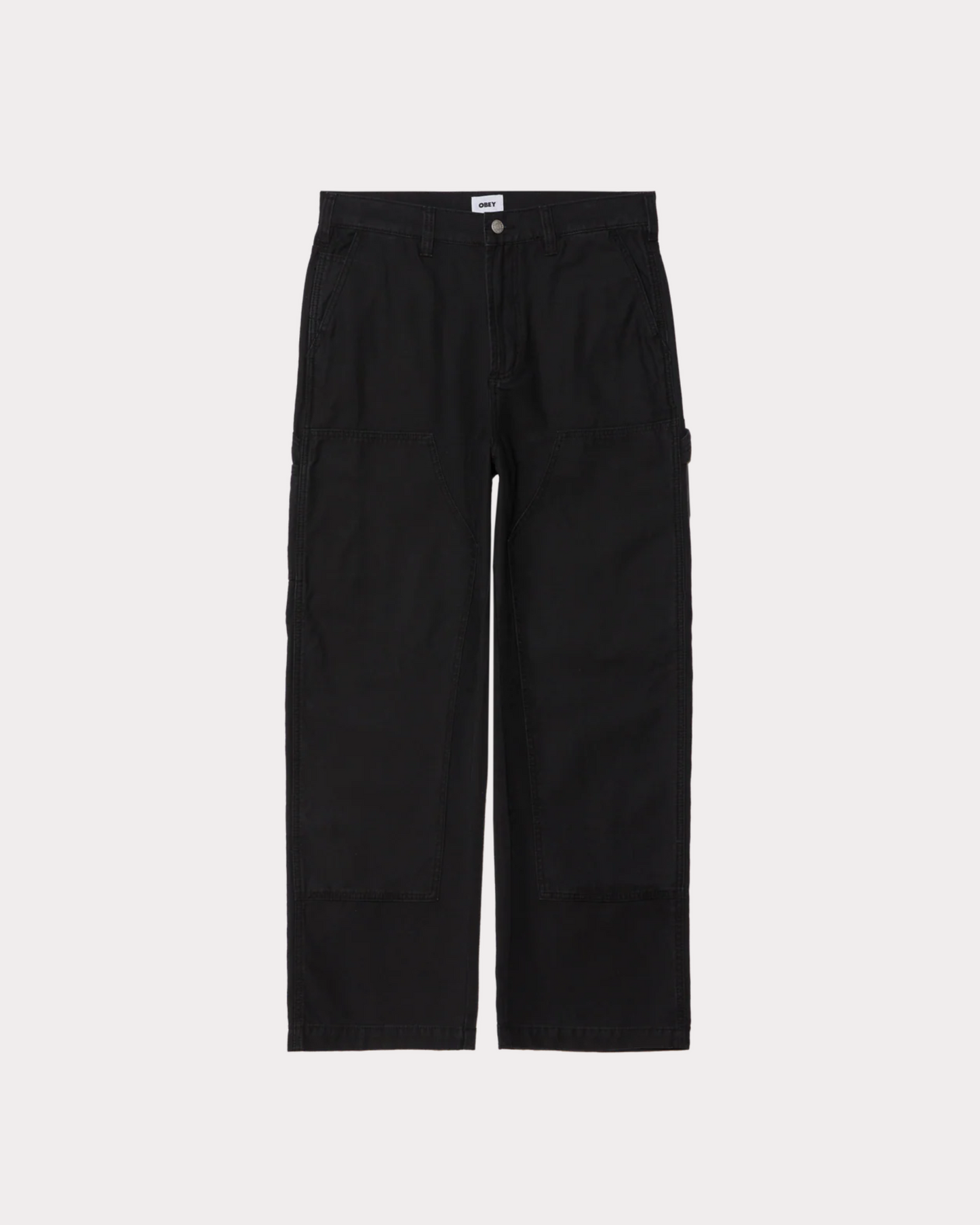 OBEY CLOTHING - BIG TIMER TWILL DOUBLE KNEE CARPENTER BLACK FADED WASH