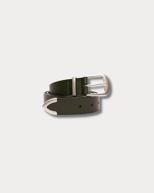 OBEY CLOTHING - LEATHER BELT DARK GREEN