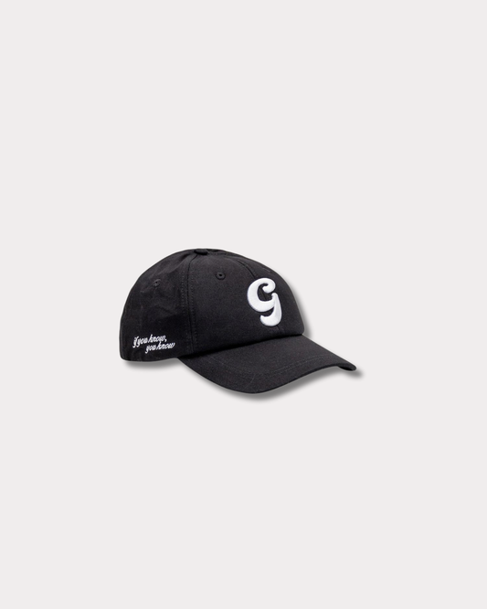 GARMENT WORKSHOP - "IF YOU KNOW YOU KNOW" SIX PANEL HAT BLACK