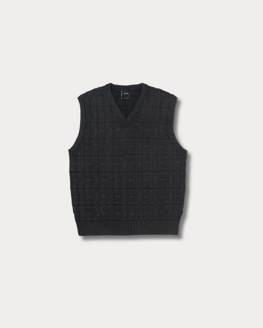 HUF WORLDWIDE - INTERLACED OVERDYED VEST FADED BLACK