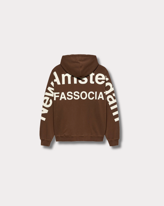 NEW AMSTERDAM SURF ASSOCIATION - LOGO LINE HOODIE BROWN