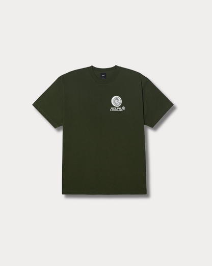 HUF WORLDWIDE - RIM & WHEELS TEE HUNTER GREEN