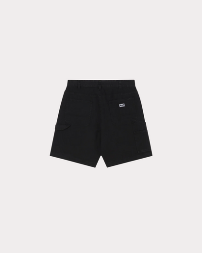 OBEY CLOTHING - BIG TIMER CARPENTER SHORTS BLACK FADED WASH