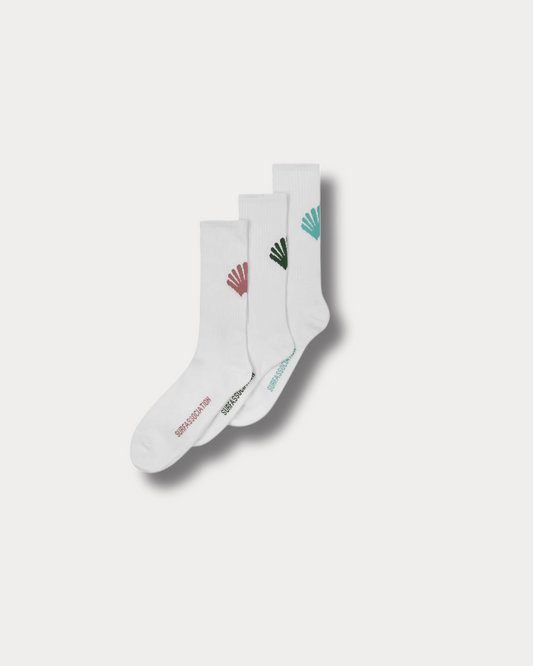 NEW AMSTERDAM SURF ASSOCIATION - LOGO 3-PACK SOCKS WHITE