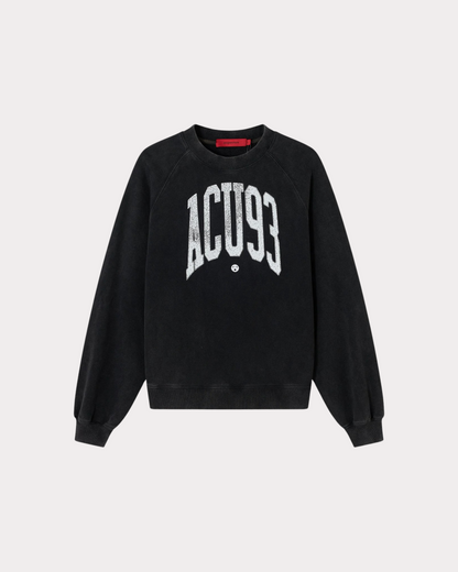 ACUPUNCTURE 1993 - COLLEGE '93 CREWNECK WASHED BLACK