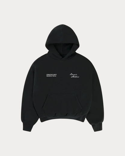 BARRIO STUDIOS - RAINBOW BOXY HOODIE BLACK
