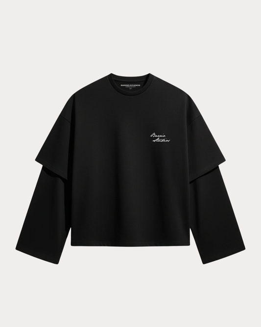 BARRIO STUDIOS - DOUBLE SLEEVE TEE BLACK