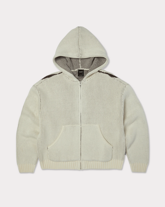 HUF WORLDWIDE - TOKEN FULL-ZIP SWEATER BLEACH