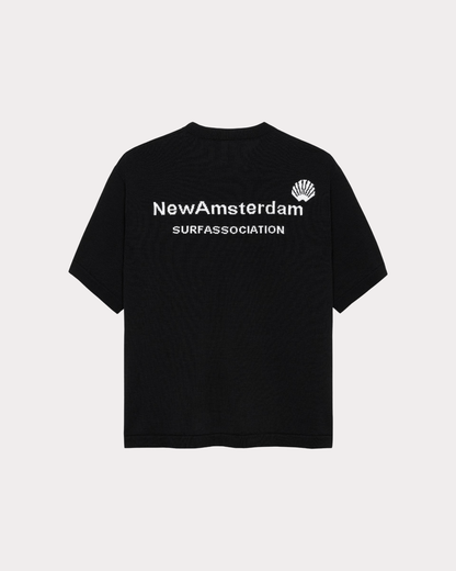 NEW AMSTERDAM SURF ASSOCIATION - KNITTED LOGO TEE BLACK