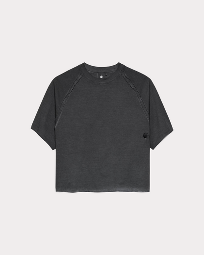 NEW AMSTERDAM SURF ASSOCIATION - RAW EDGE CROPPED TEE BLACK