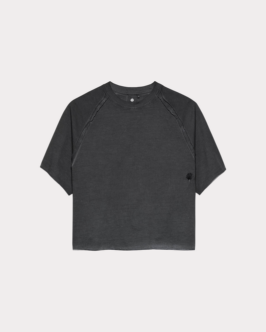 NEW AMSTERDAM SURF ASSOCIATION - RAW EDGE CROPPED TEE BLACK