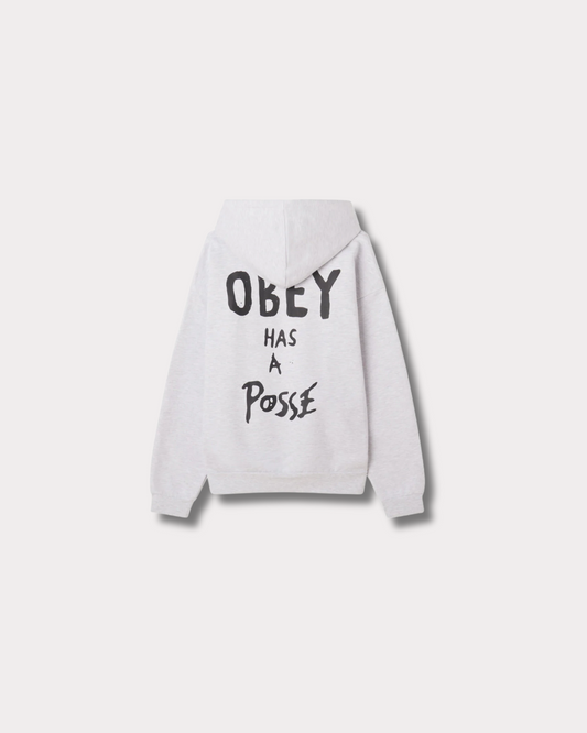 OBEY CLOTHING - POSSE EXTRA HEAVY HOODIE ASH GREY