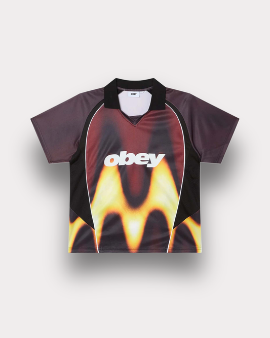 Obey Clothing - Blurred Soccer polo burnt red multi
