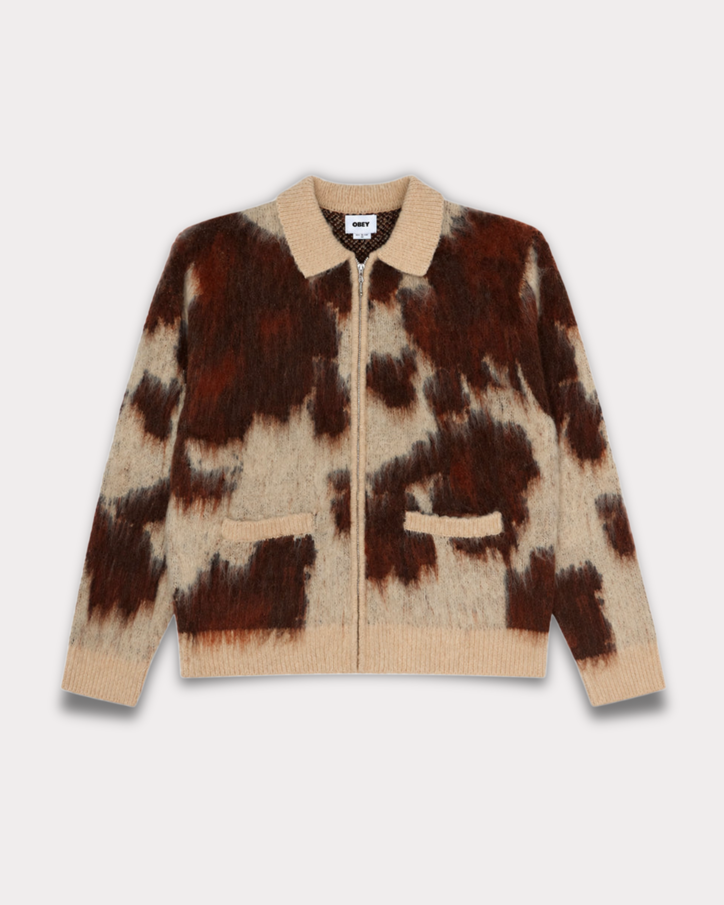 Obey Clothing - Cow Pattern zip sweater multi cow