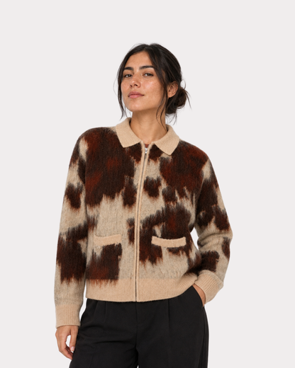 Obey Clothing - Cow Pattern zip sweater multi cow