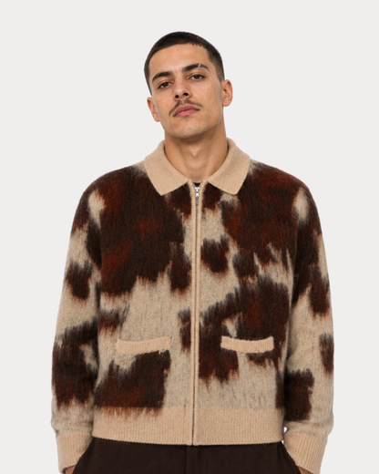 Obey Clothing - Cow Pattern zip sweater multi cow