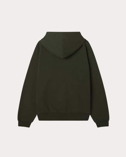 OBEY CLOTHING - GORDON EXTRA HEAVY FULL-ZIP HOODIE KOMBU GREEN