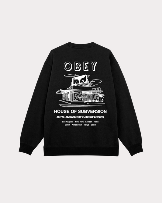 OBEY CLOTHING - HOUSE OF SUBVERSION CREWNECK BLACK