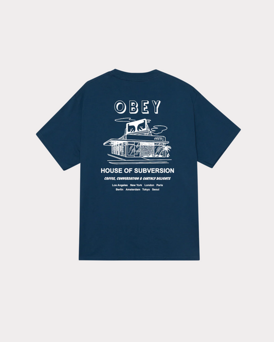 OBEY CLOTHING - HOUSE OF SUBVERSION TEE HARBOR BLUE