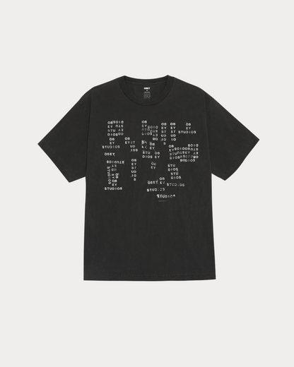 OBEY CLOTHING - STUDIOS STAMP PIGMENT TEE DUSTY BLACK