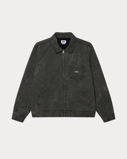 OBEY CLOTHING - WORKMAN JACKET BLACK WRINKLE WASH