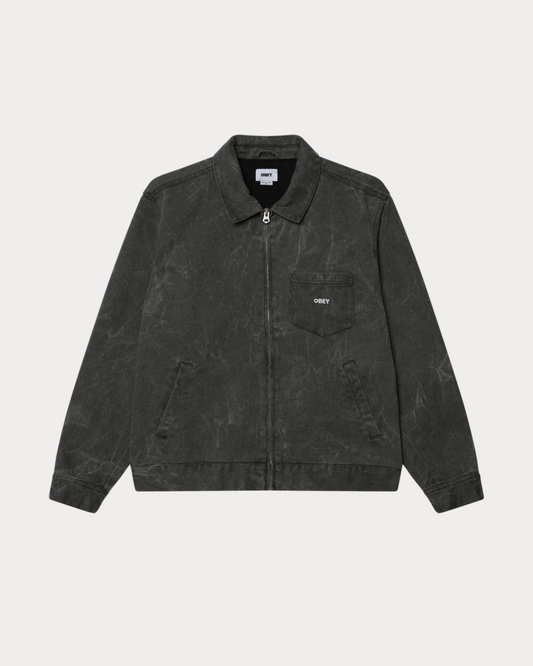 OBEY CLOTHING - WORKMAN JACKET BLACK WRINKLE WASH