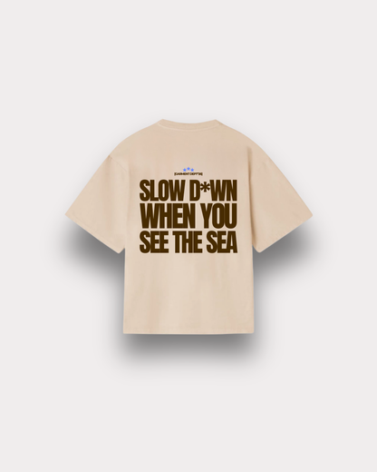Offbeat. Society - Slow D*wn boxy tee sand