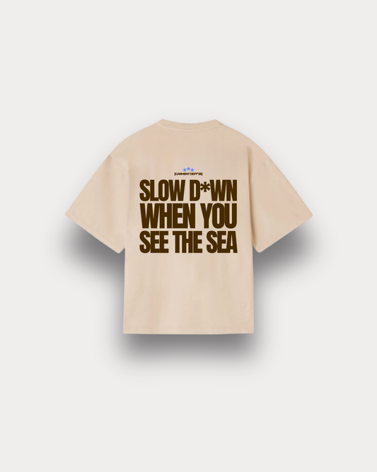 Offbeat. Society - Slow D*wn boxy tee sand