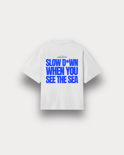 Offbeat. Society - Slow D*wn boxy tee white