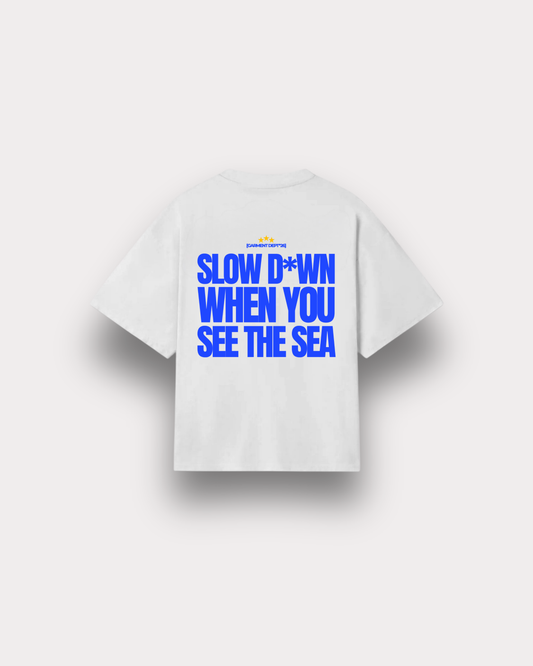 Offbeat. Society - Slow D*wn boxy tee white