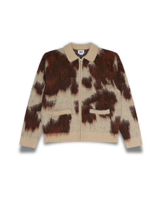 Obey Clothing - Cow Pattern zip sweater multi cow