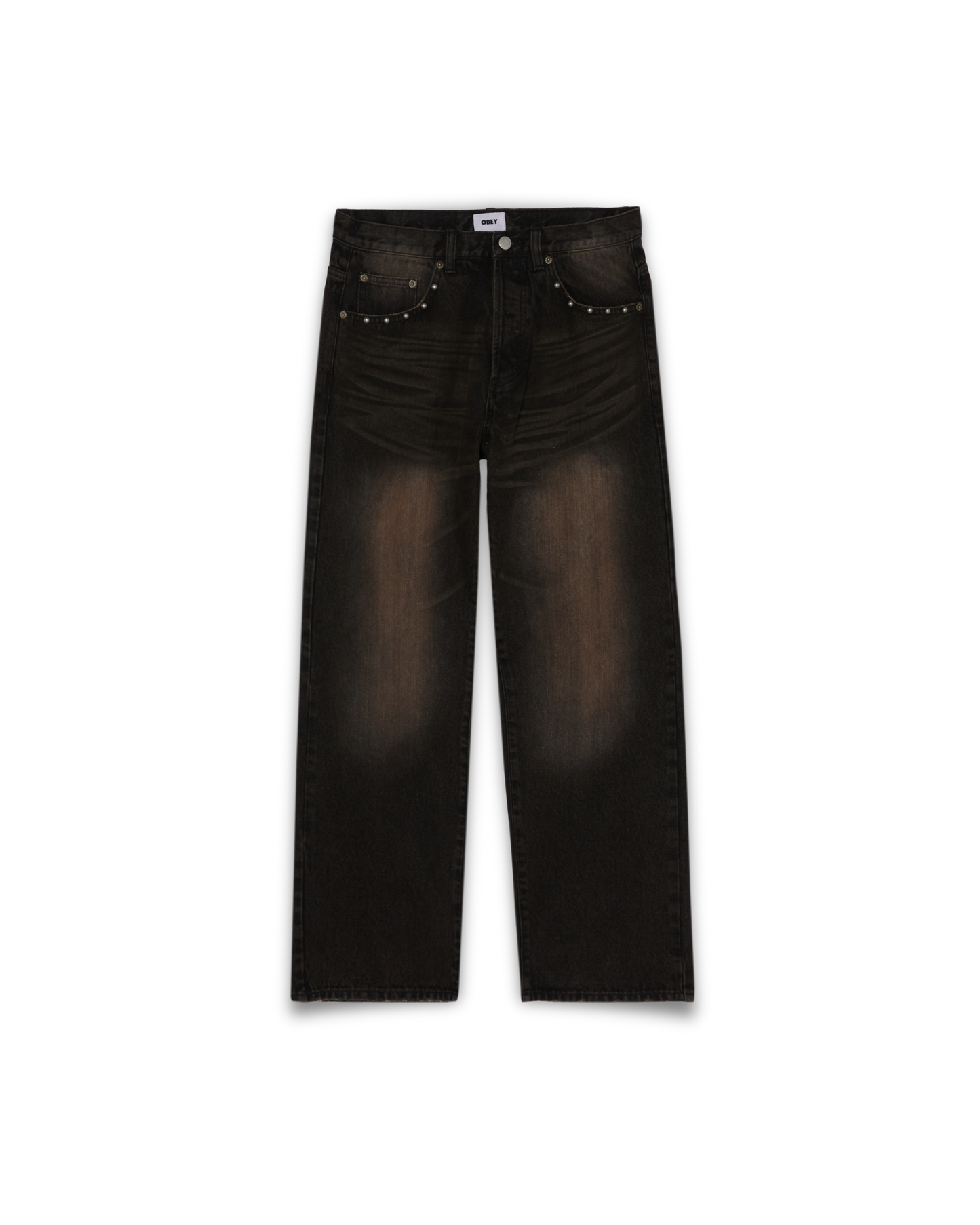 Obey Clothing - Studded Boxcar pants denim black rust