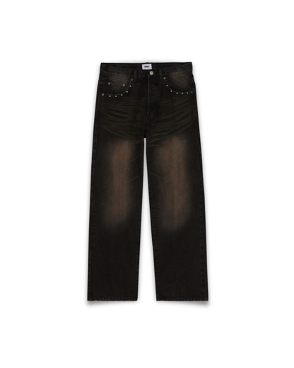 Obey Clothing - Studded Boxcar pants denim black rust