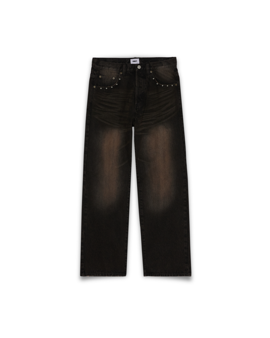 Obey Clothing - Studded Boxcar pants denim black rust