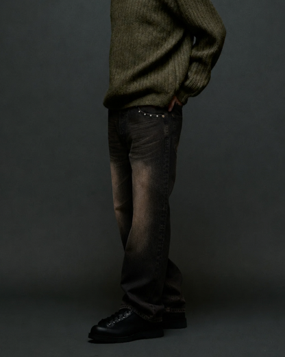 Obey Clothing - Studded Boxcar pants denim black rust