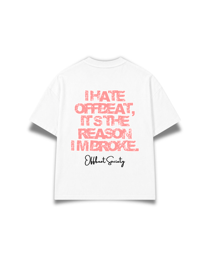 Offbeat. Society - Hatred tee white/coral