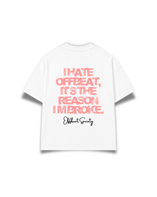 Offbeat. Society - Hatred tee white/coral